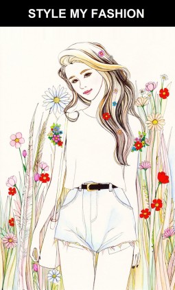 Fashion-Illustration des Outfits von Schneewittchen 